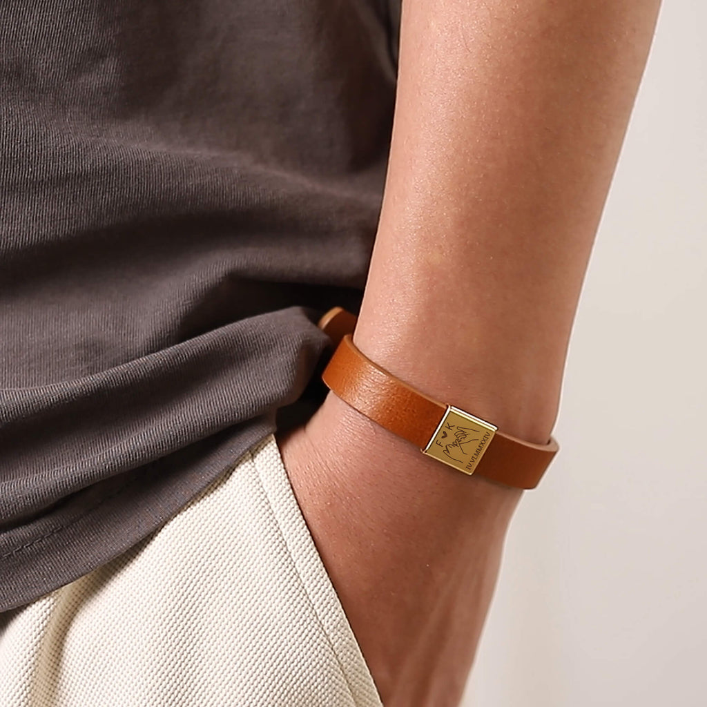 Love Bracelet with QR Love Code - Leather Bracelet for Him