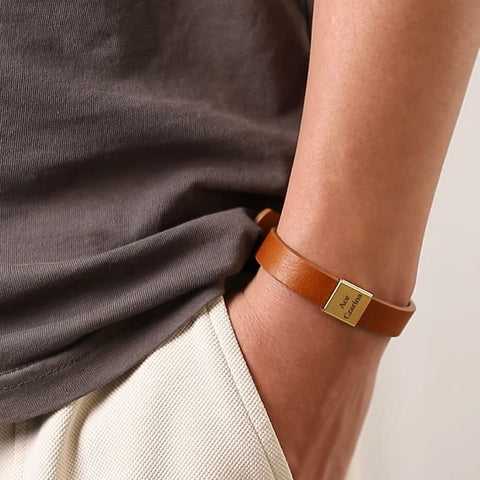Love Bracelet with Hidden Message - Personalized Leather Bracelet for Him