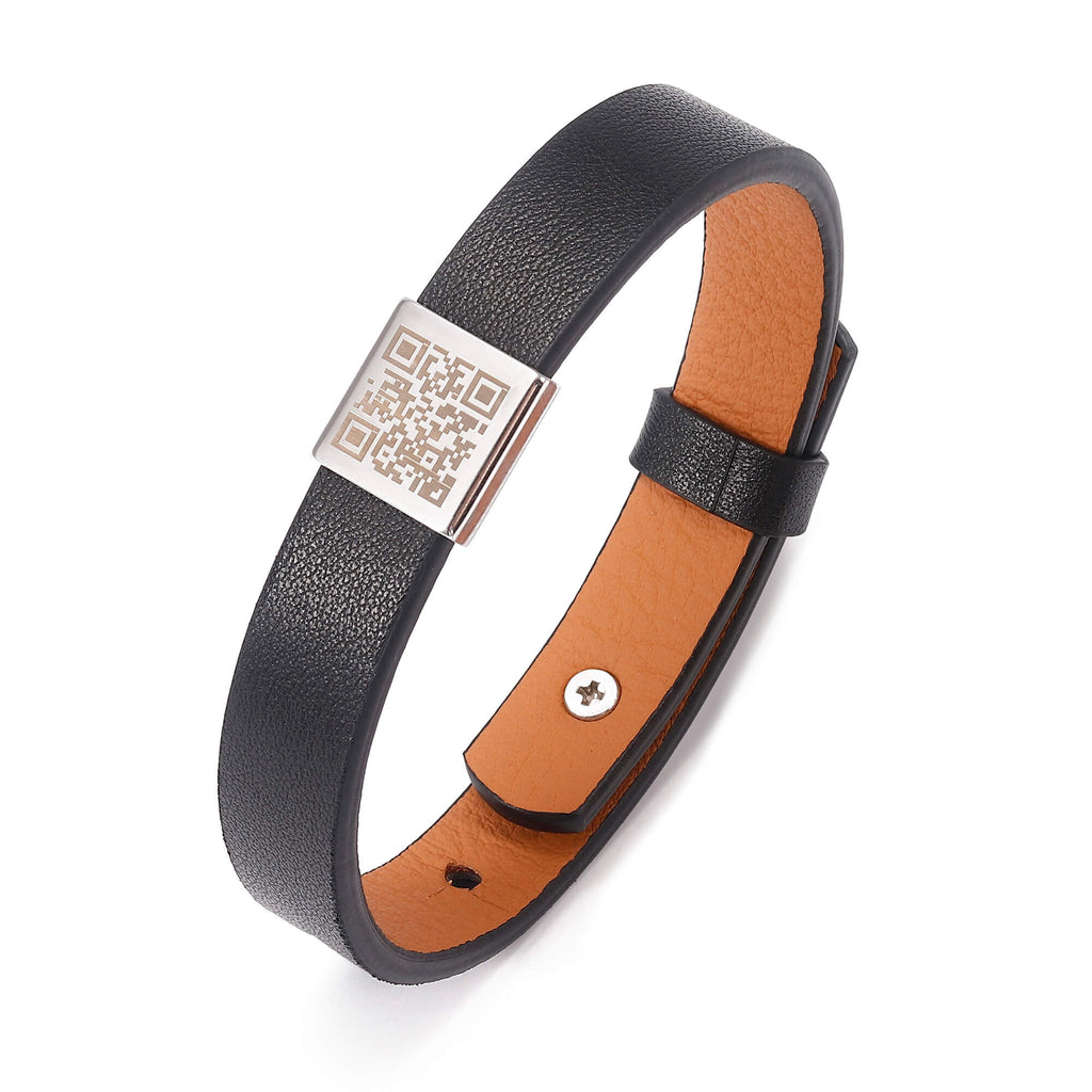 Love Bracelet with QR Love Code - Leather Bracelet for Him