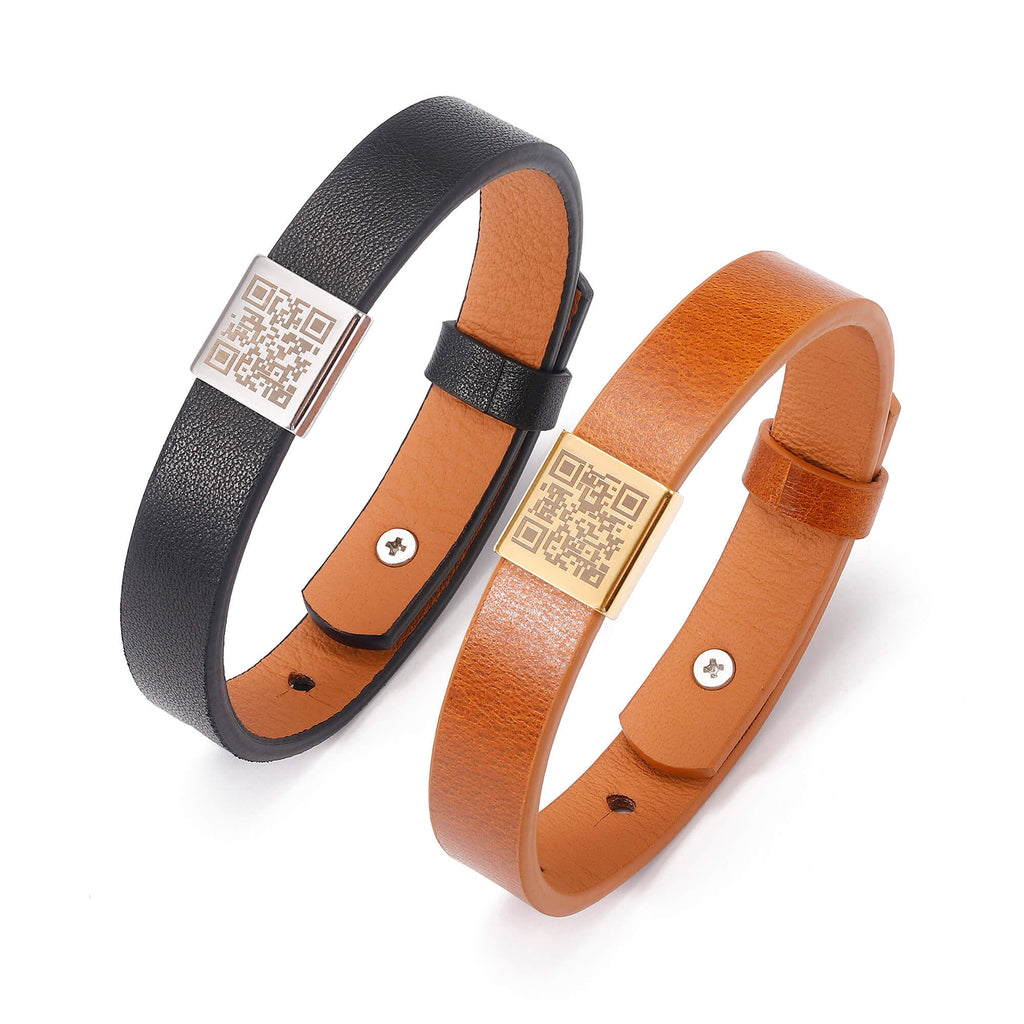 Love Bracelet with QR Love Code - Leather Bracelet for Him