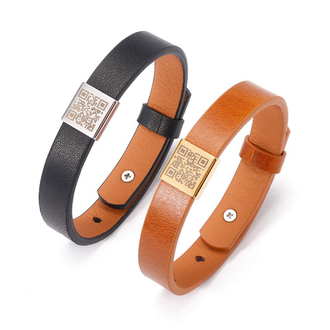 Love Bracelet with QR Love Code - Leather Bracelet for Him