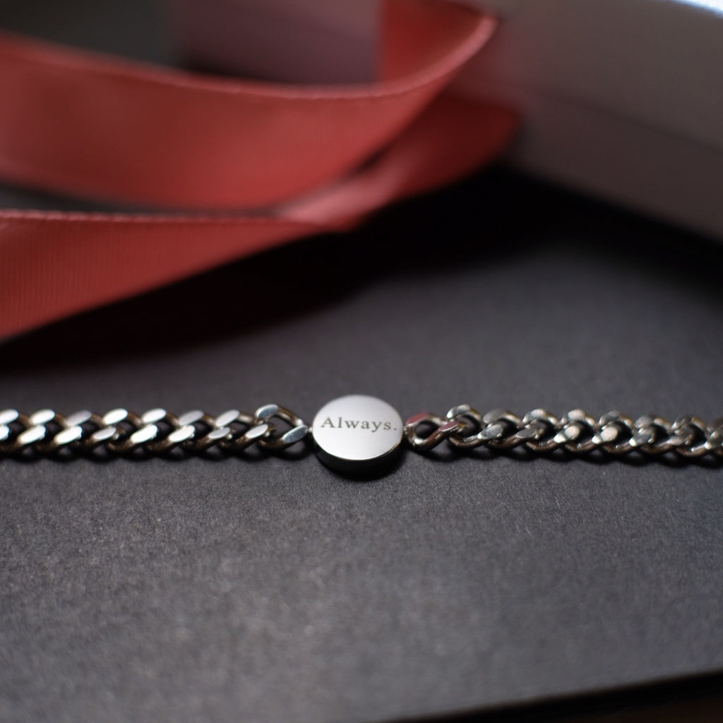 Real Preserved Rose Love Box with 2 pcs "Always" Love Reminder Bracelet (Rose lasts up to 5 years)